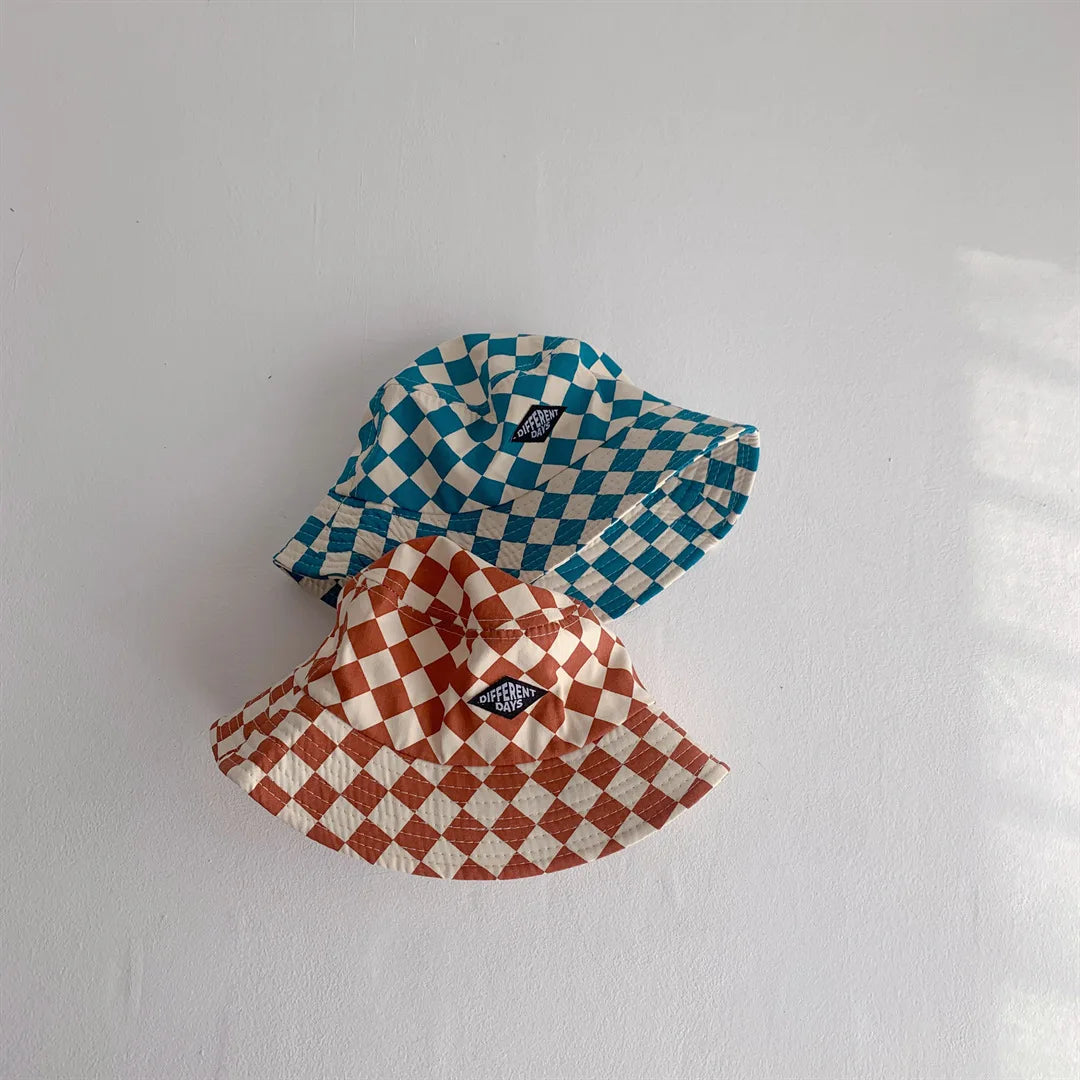 Fashionable Checkerboard Pattern Kids Bucket Hat