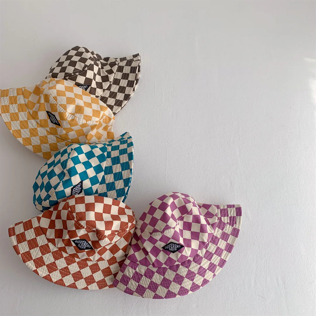 Fashionable Checkerboard Pattern Kids Bucket Hat