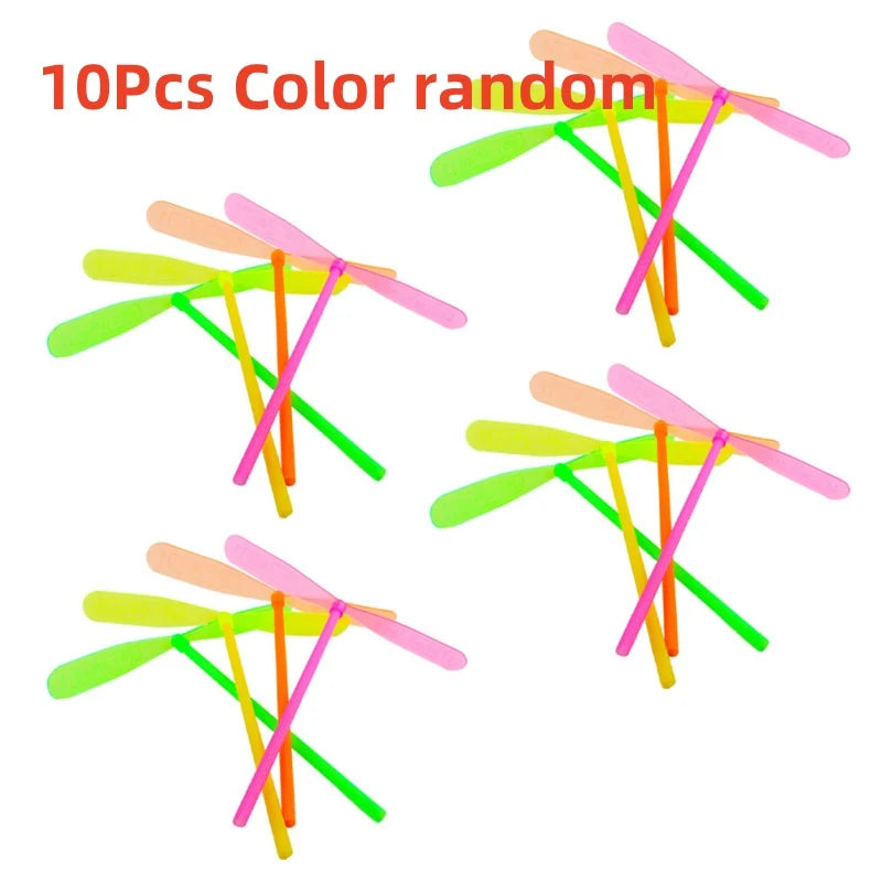 Plastic Bamboo Dragonfly Shape Hand Push Flying Propeller