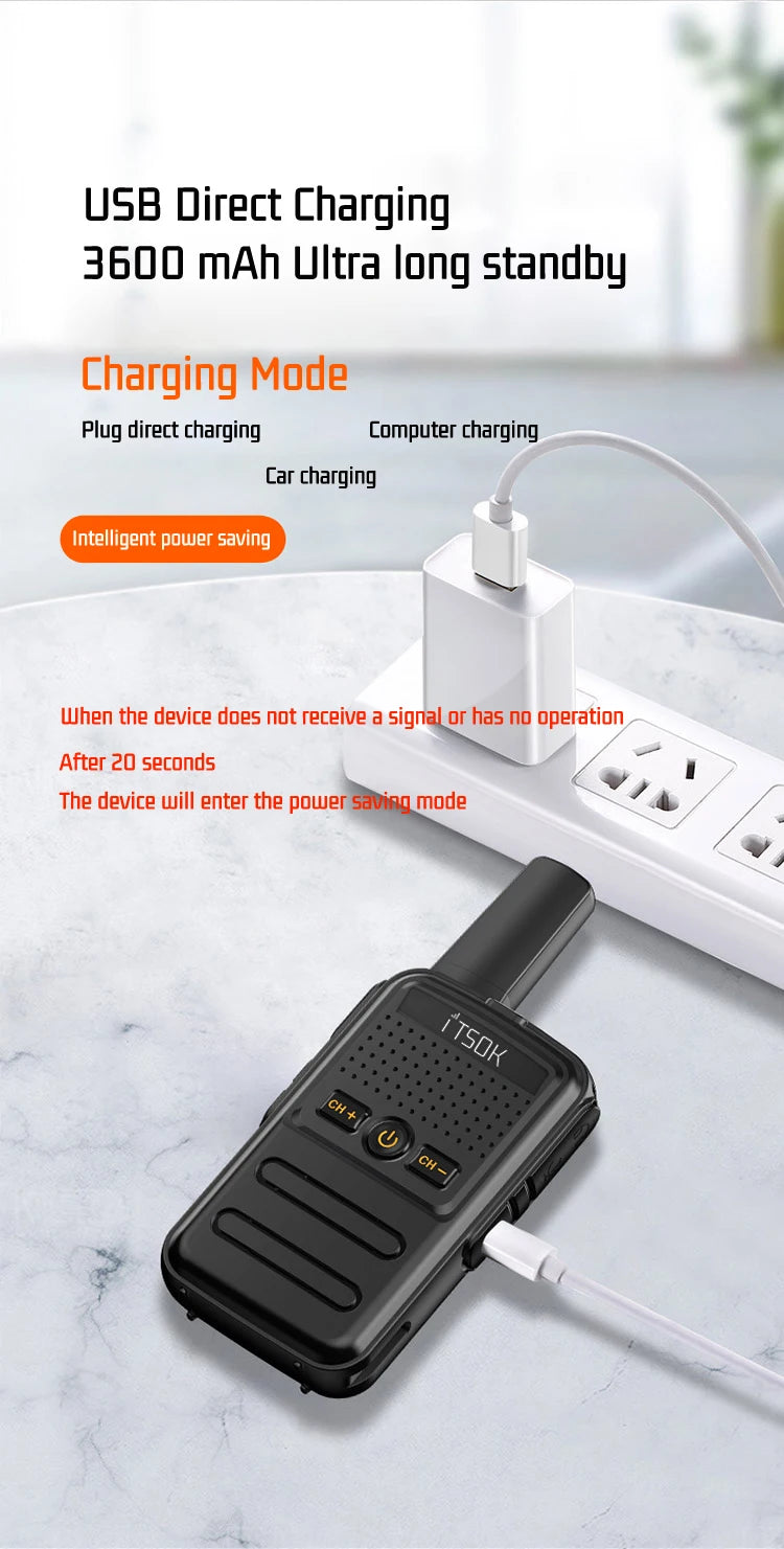 2pcs Mini 1~5 Km Two Way Transceiver Colorful Walkie Talkie Radio
