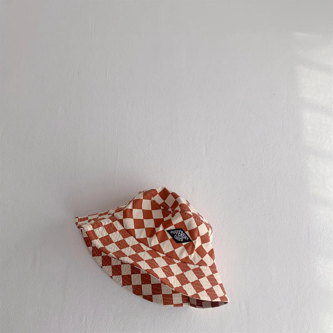 Fashionable Checkerboard Pattern Kids Bucket Hat