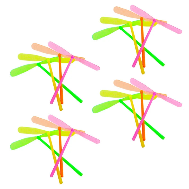 Plastic Bamboo Dragonfly Shape Hand Push Flying Propeller