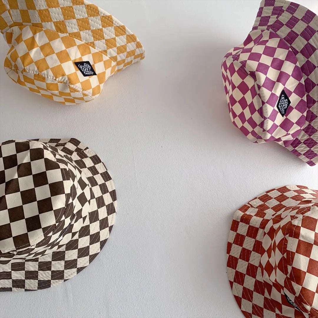 Fashionable Checkerboard Pattern Kids Bucket Hat