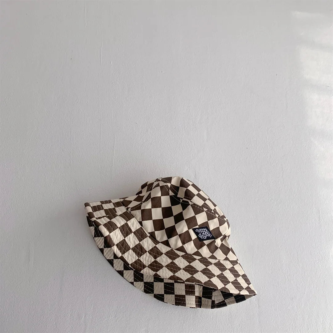 Fashionable Checkerboard Pattern Kids Bucket Hat