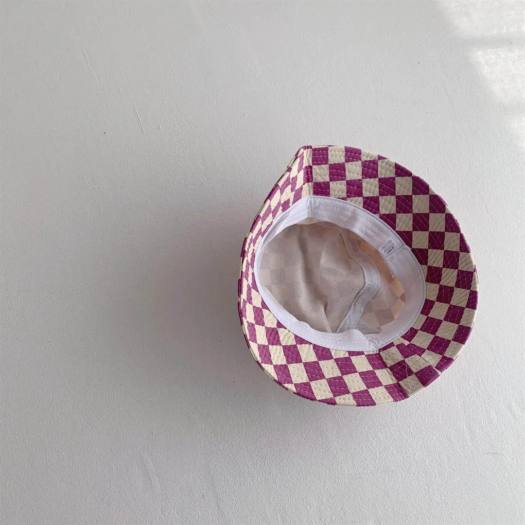Fashionable Checkerboard Pattern Kids Bucket Hat