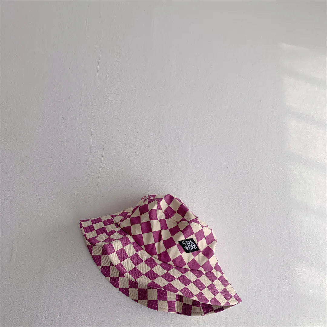 Fashionable Checkerboard Pattern Kids Bucket Hat