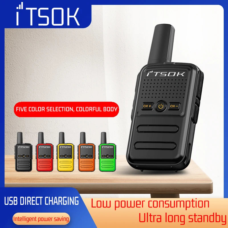 2pcs Mini 1~5 Km Two Way Transceiver Colorful Walkie Talkie Radio