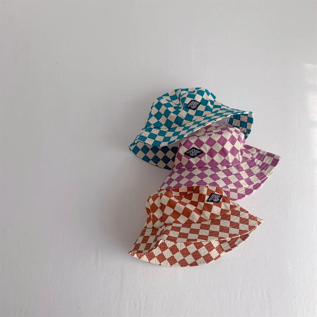 Fashionable Checkerboard Pattern Kids Bucket Hat