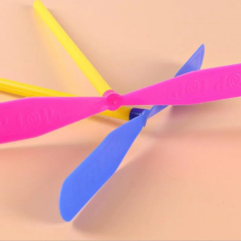 Plastic Bamboo Dragonfly Shape Hand Push Flying Propeller