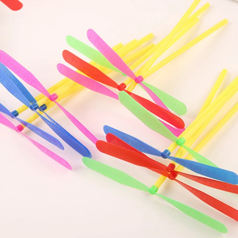 Plastic Bamboo Dragonfly Shape Hand Push Flying Propeller