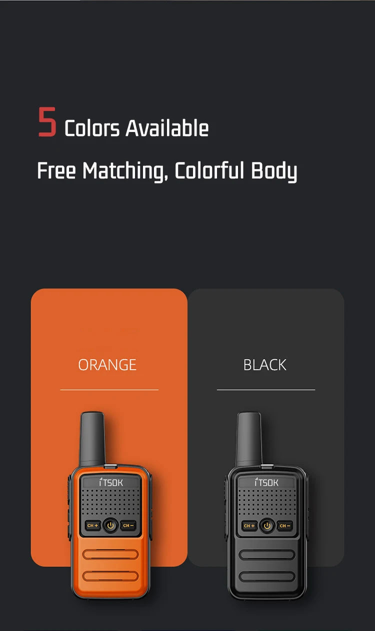 2pcs Mini 1~5 Km Two Way Transceiver Colorful Walkie Talkie Radio
