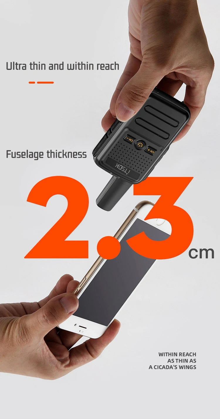 2pcs Mini 1~5 Km Two Way Transceiver Colorful Walkie Talkie Radio