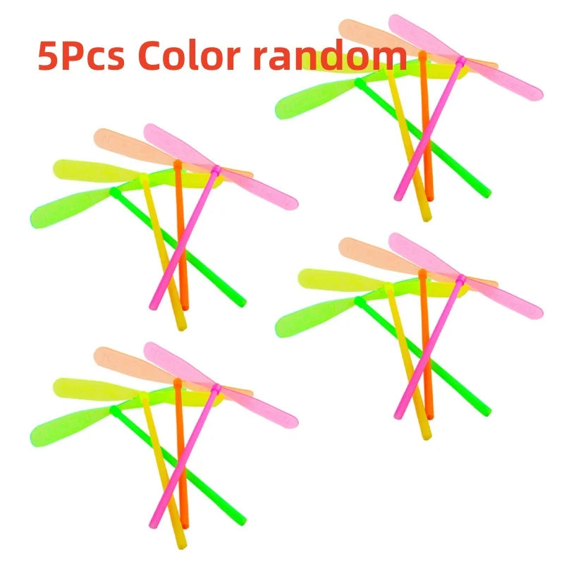 Plastic Bamboo Dragonfly Shape Hand Push Flying Propeller