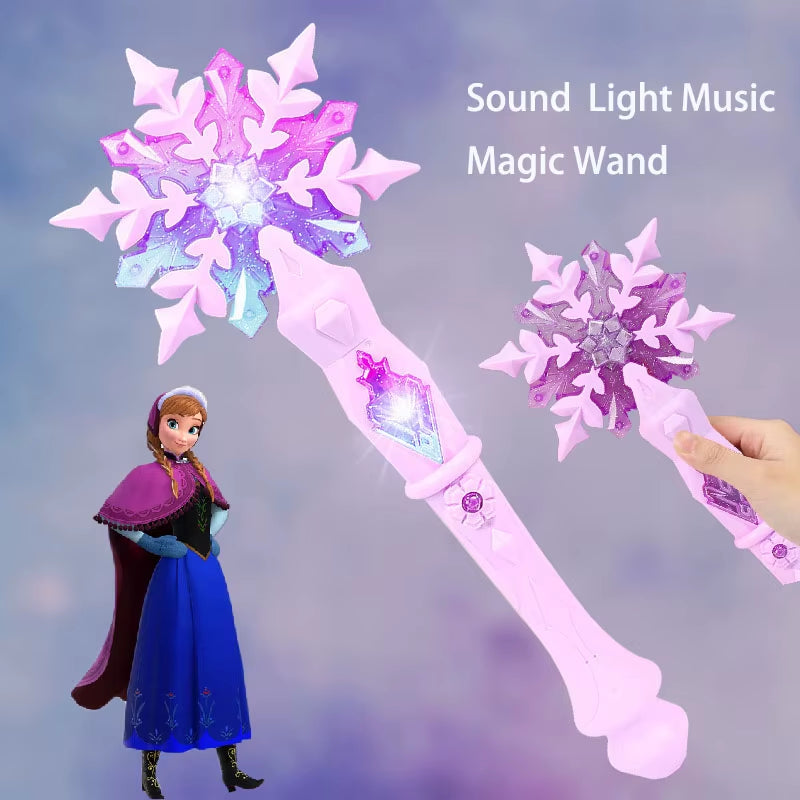 Anime  Frozen Princess Snowflake Glowing Magic Wand Glowing Sound Magic Toys Elsa Anna Dolls Cosplay Prop Girl Kids Gifts