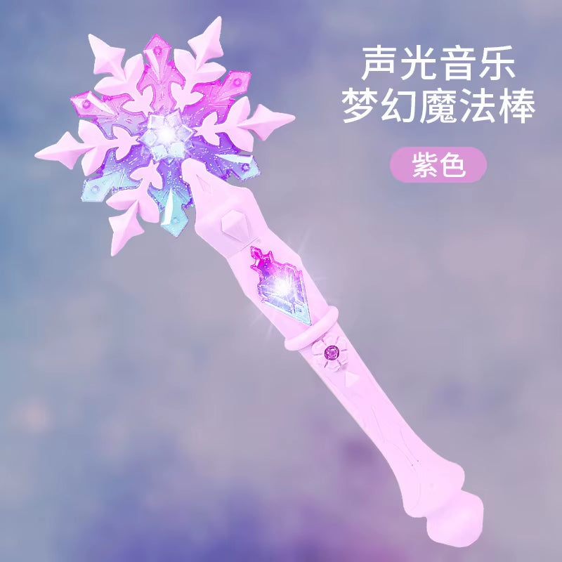 Anime  Frozen Princess Snowflake Glowing Magic Wand Glowing Sound Magic Toys Elsa Anna Dolls Cosplay Prop Girl Kids Gifts