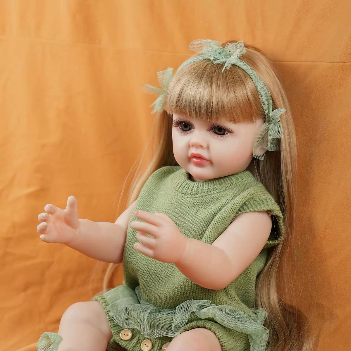 JOYORA 22In 55Cm Full Body Silicone Reborn Baby Doll Realistic Girl Dolls Unpainted DIY Blank Baby Realistic Girl Baby Toy