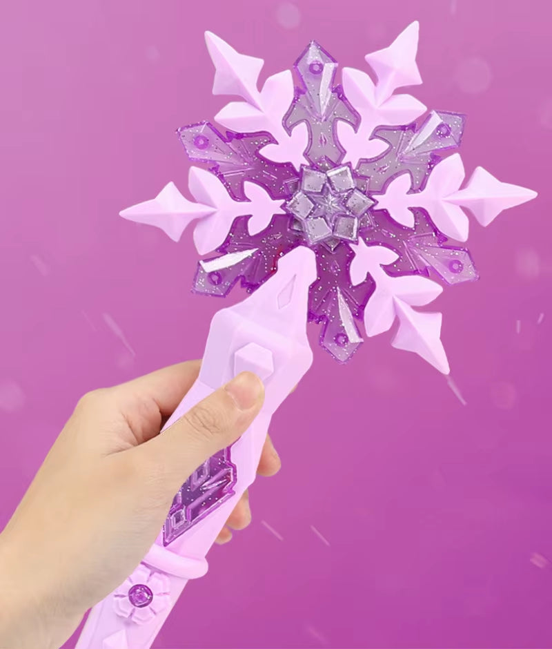 Anime  Frozen Princess Snowflake Glowing Magic Wand Glowing Sound Magic Toys Elsa Anna Dolls Cosplay Prop Girl Kids Gifts