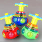 UFO Flashing Spinning Top Kids Gyro Light up Toy Kids Piggy LED Music Gyroscope Launcher Rotating Toys Fun Birthday Party Favors