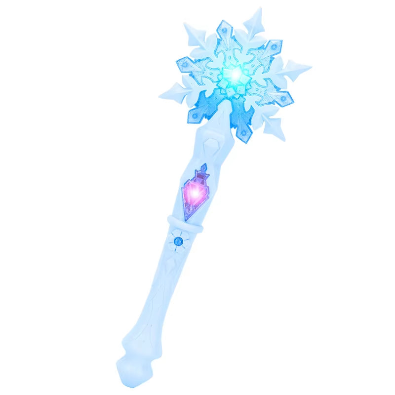 Anime  Frozen Princess Snowflake Glowing Magic Wand Glowing Sound Magic Toys Elsa Anna Dolls Cosplay Prop Girl Kids Gifts