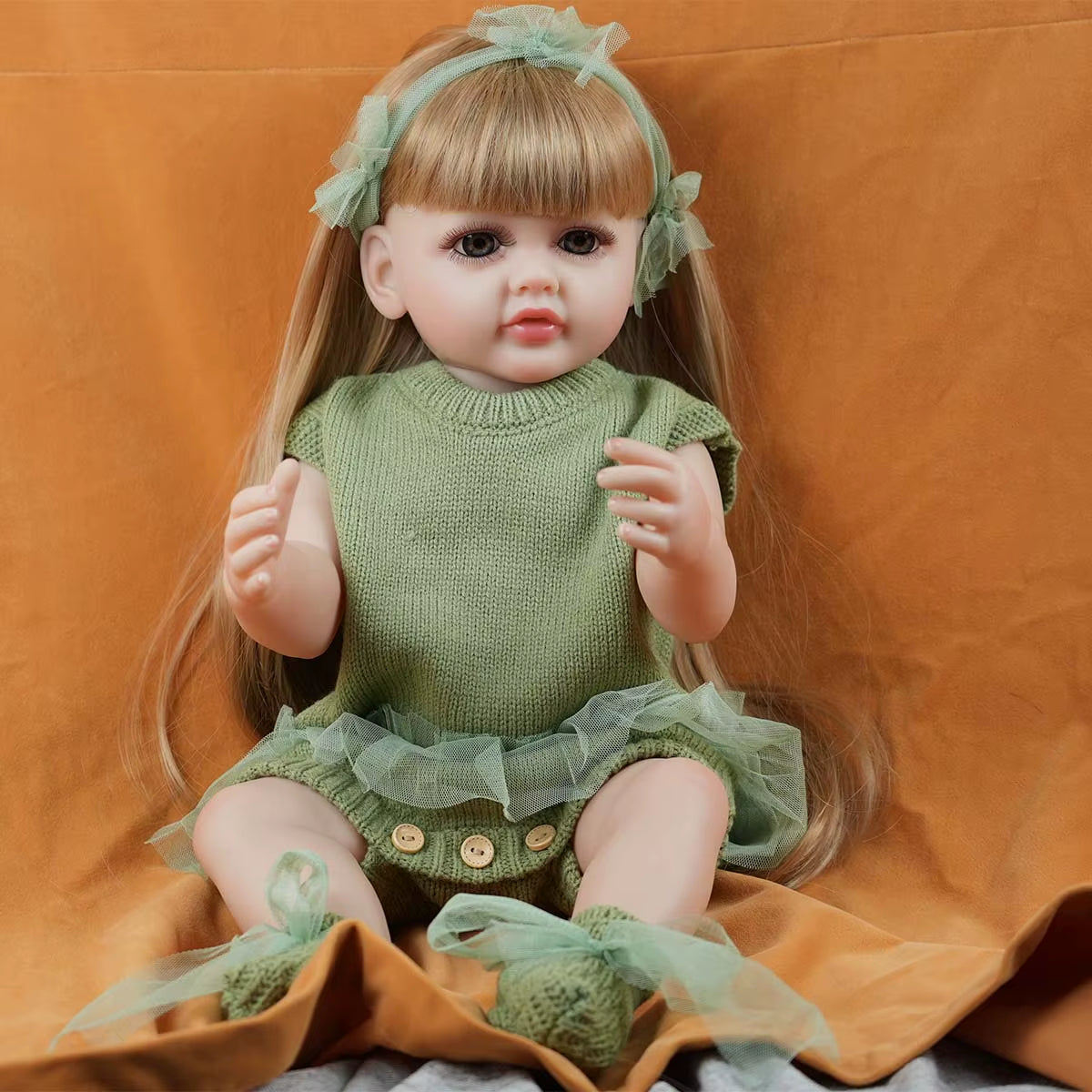 JOYORA 22In 55Cm Full Body Silicone Reborn Baby Doll Realistic Girl Dolls Unpainted DIY Blank Baby Realistic Girl Baby Toy
