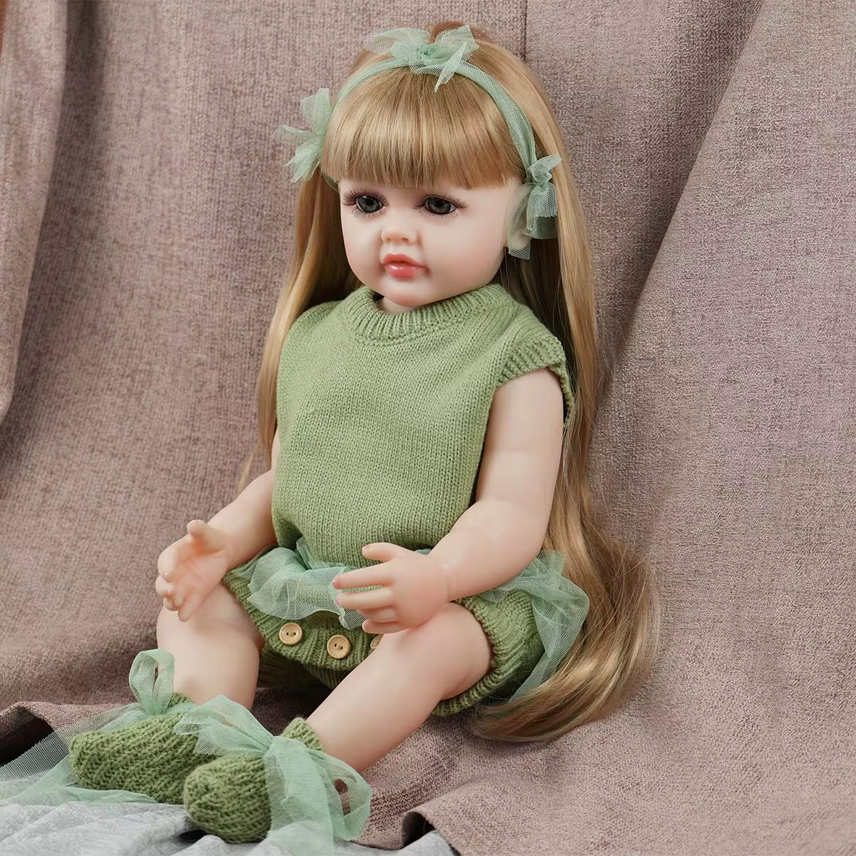 JOYORA 22In 55Cm Full Body Silicone Reborn Baby Doll Realistic Girl Dolls Unpainted DIY Blank Baby Realistic Girl Baby Toy