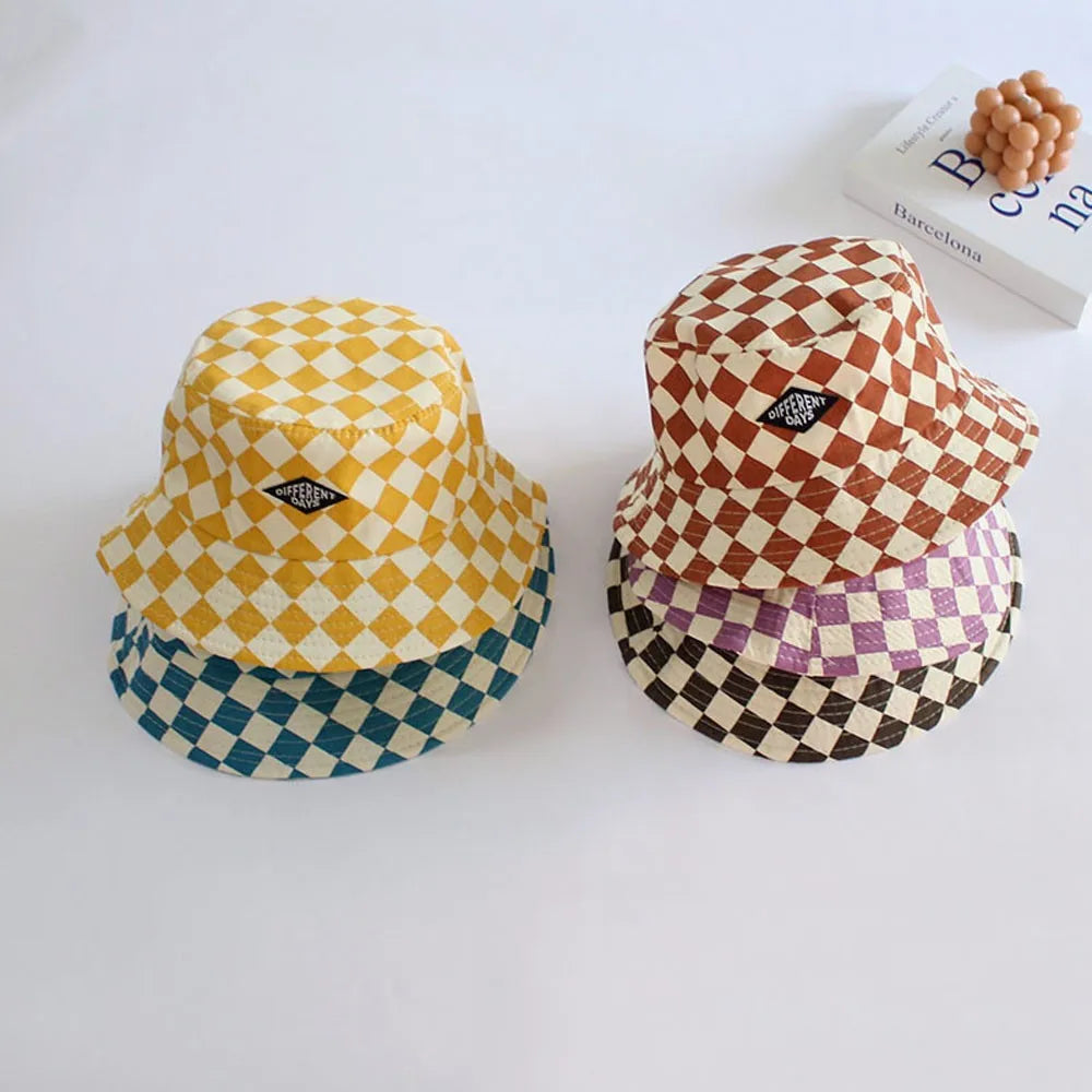 Fashionable Checkerboard Pattern Kids Bucket Hat
