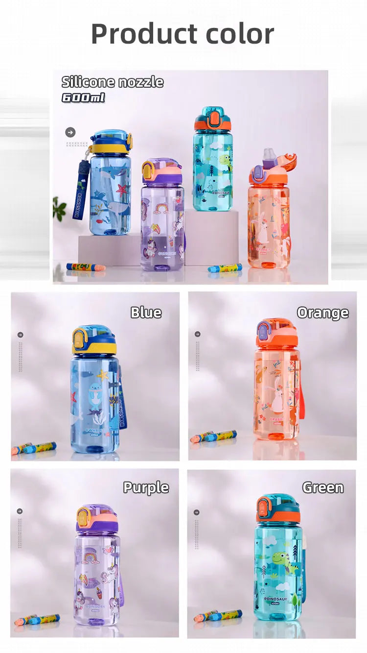 600ml Dinosaur Water Bottle For Kids