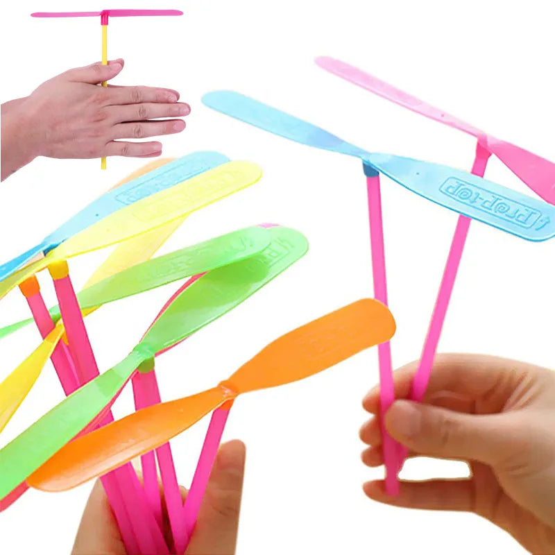 Plastic Bamboo Dragonfly Shape Hand Push Flying Propeller
