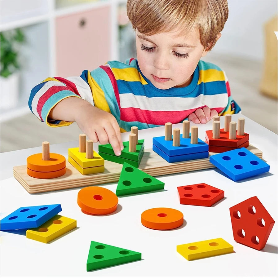 Montessori Wooden Sorting Stacking Toys Puzzle for Toddlers and Kids