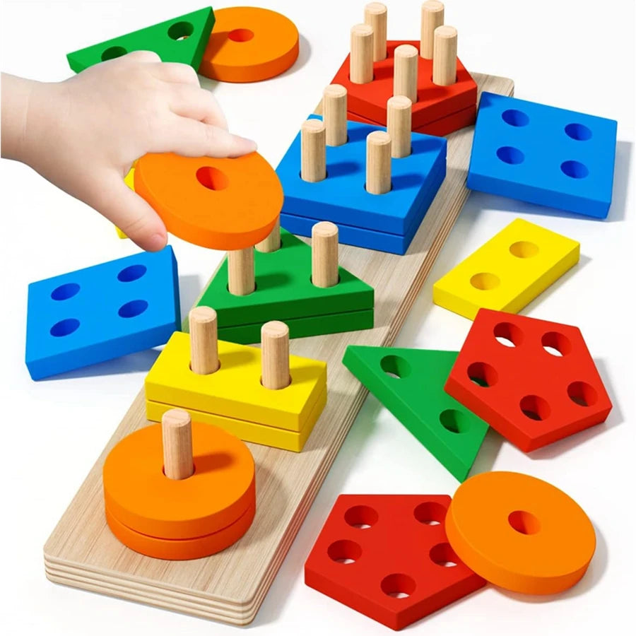 Montessori Wooden Sorting Stacking Toys Puzzle for Toddlers and Kids