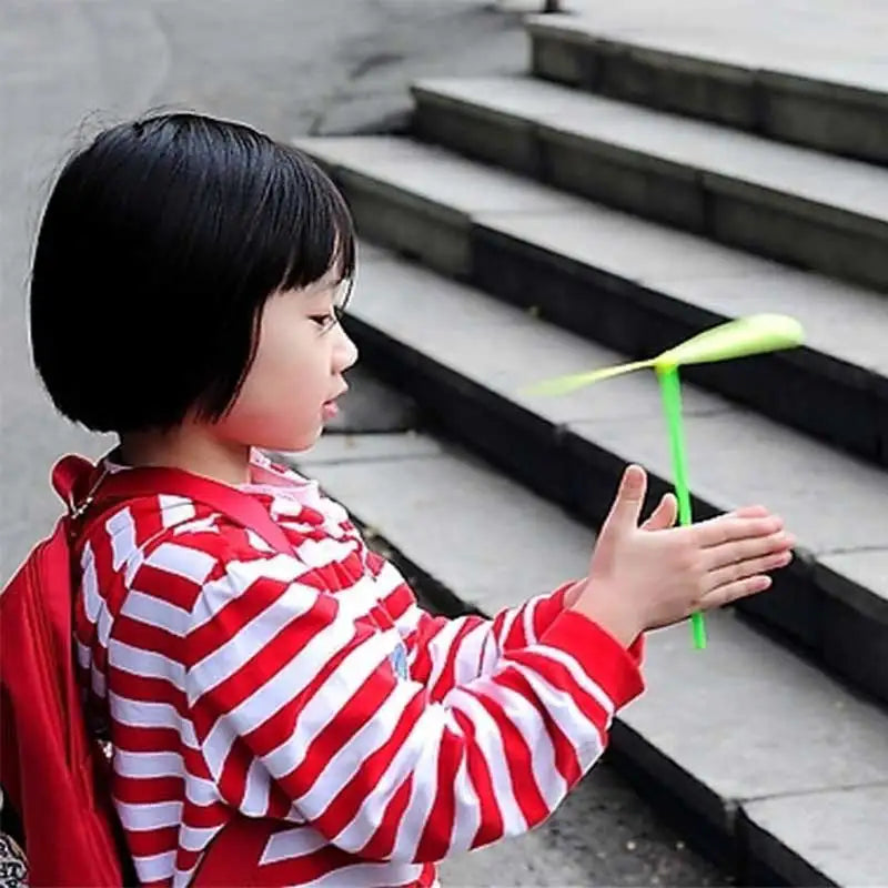 Plastic Bamboo Dragonfly Shape Hand Push Flying Propeller