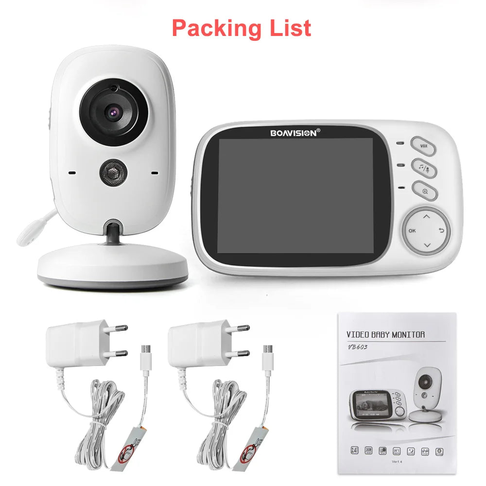 Video Baby Monitor 2.4G Wireless with 3.2 Inches LCD 2 Way Audio Talk Night Vision Surveillance Security Camera Babysitter