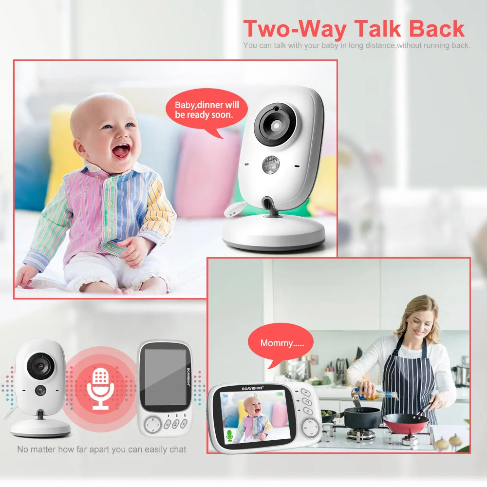 Video Baby Monitor 2.4G Wireless with 3.2 Inches LCD 2 Way Audio Talk Night Vision Surveillance Security Camera Babysitter