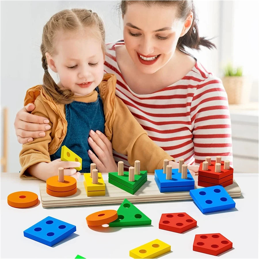 Montessori Wooden Sorting Stacking Toys Puzzle for Toddlers and Kids