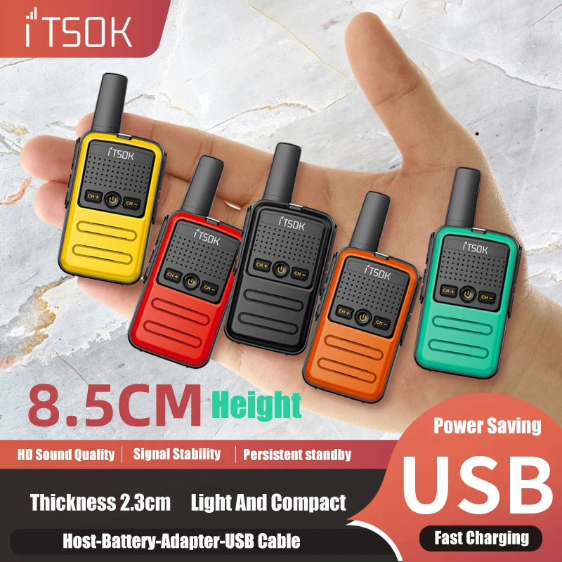 2pcs Mini 1~5 Km Two Way Transceiver Colorful Walkie Talkie Radio