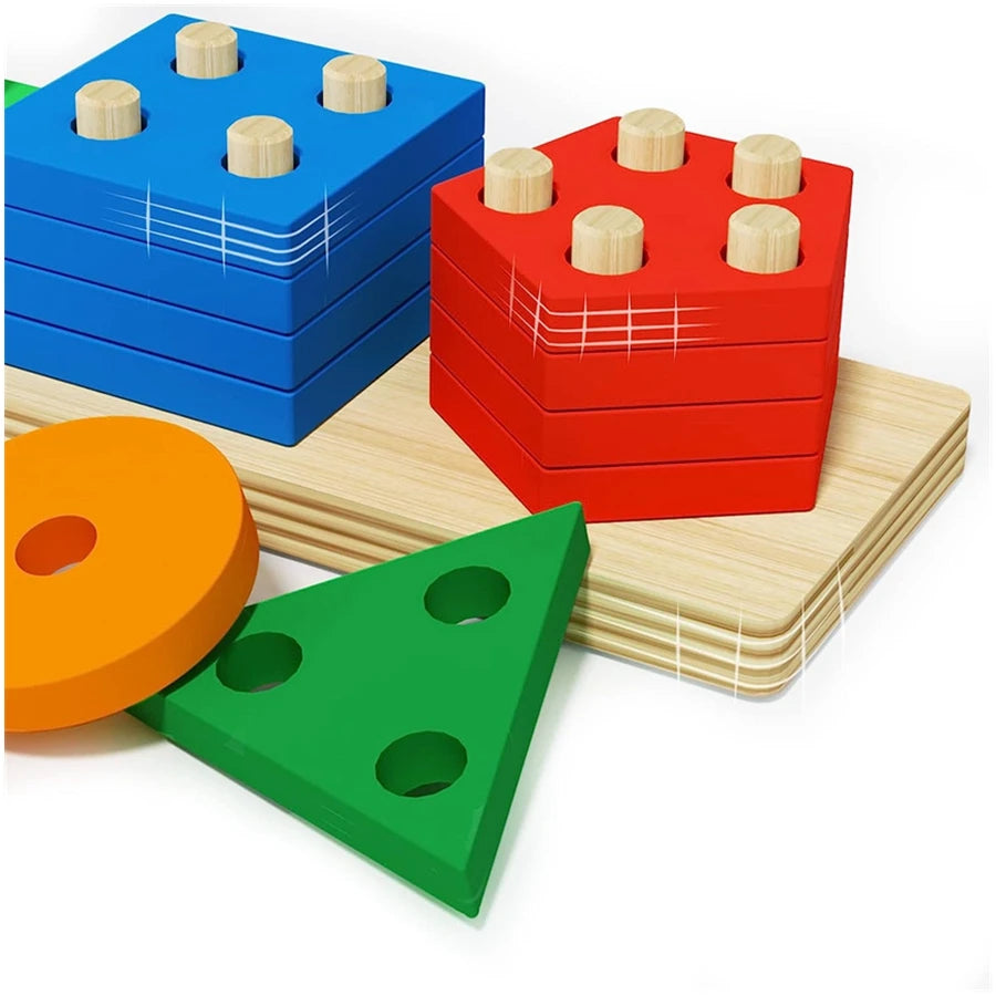 Montessori Wooden Sorting Stacking Toys Puzzle for Toddlers and Kids