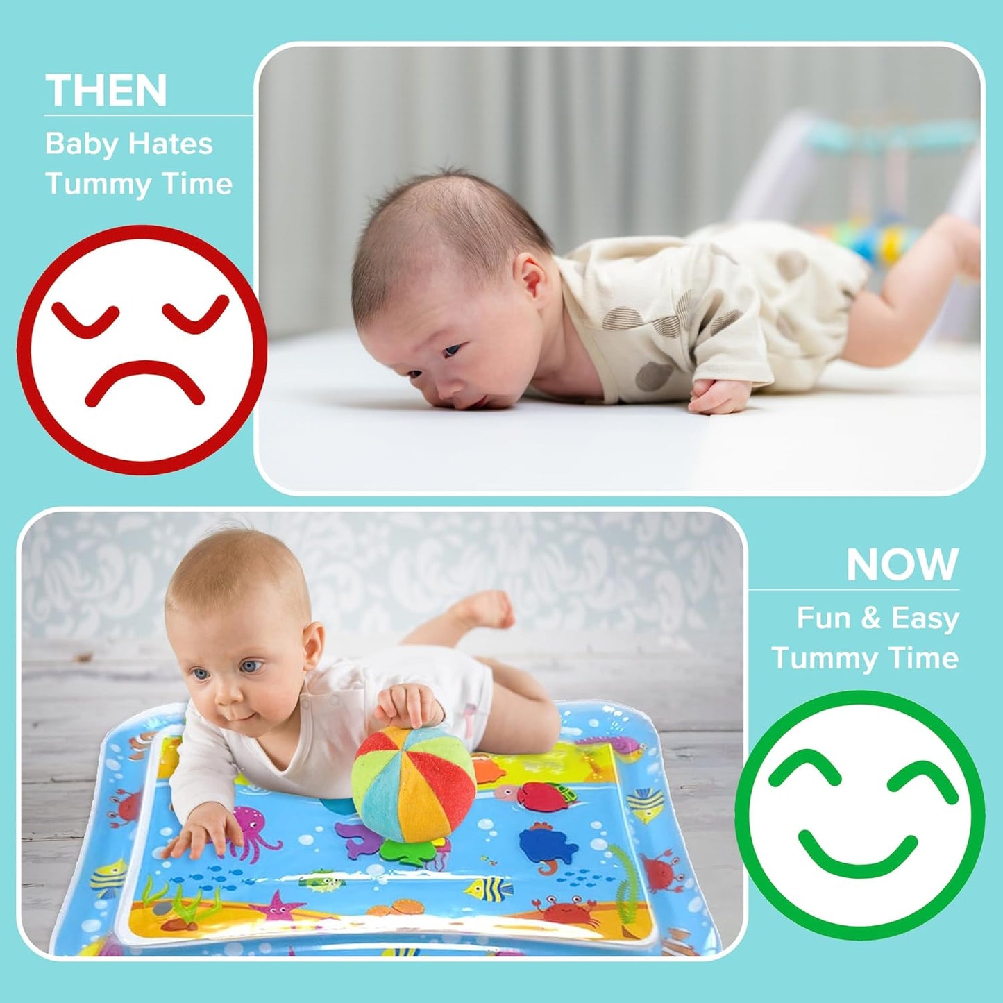 Inflatable Tummy Time Water Play Mat for Babies (Jellyfish)