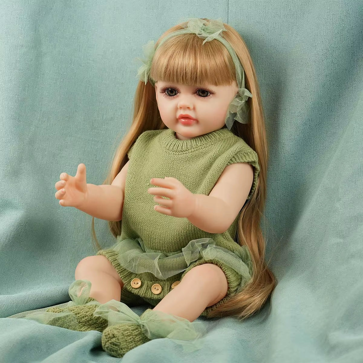 JOYORA 22In 55Cm Full Body Silicone Reborn Baby Doll Realistic Girl Dolls Unpainted DIY Blank Baby Realistic Girl Baby Toy
