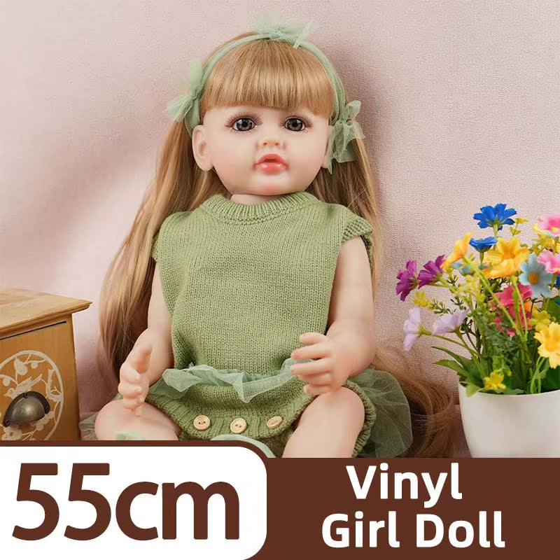 JOYORA 22In 55Cm Full Body Silicone Reborn Baby Doll Realistic Girl Dolls Unpainted DIY Blank Baby Realistic Girl Baby Toy
