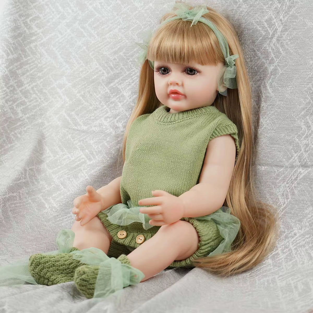 JOYORA 22In 55Cm Full Body Silicone Reborn Baby Doll Realistic Girl Dolls Unpainted DIY Blank Baby Realistic Girl Baby Toy