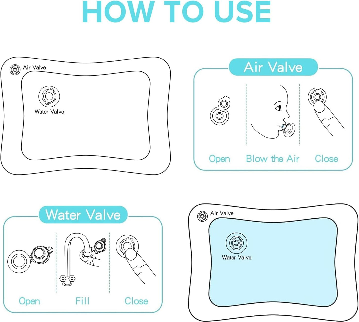 Inflatable Tummy Time Water Play Mat for Babies (Jellyfish)