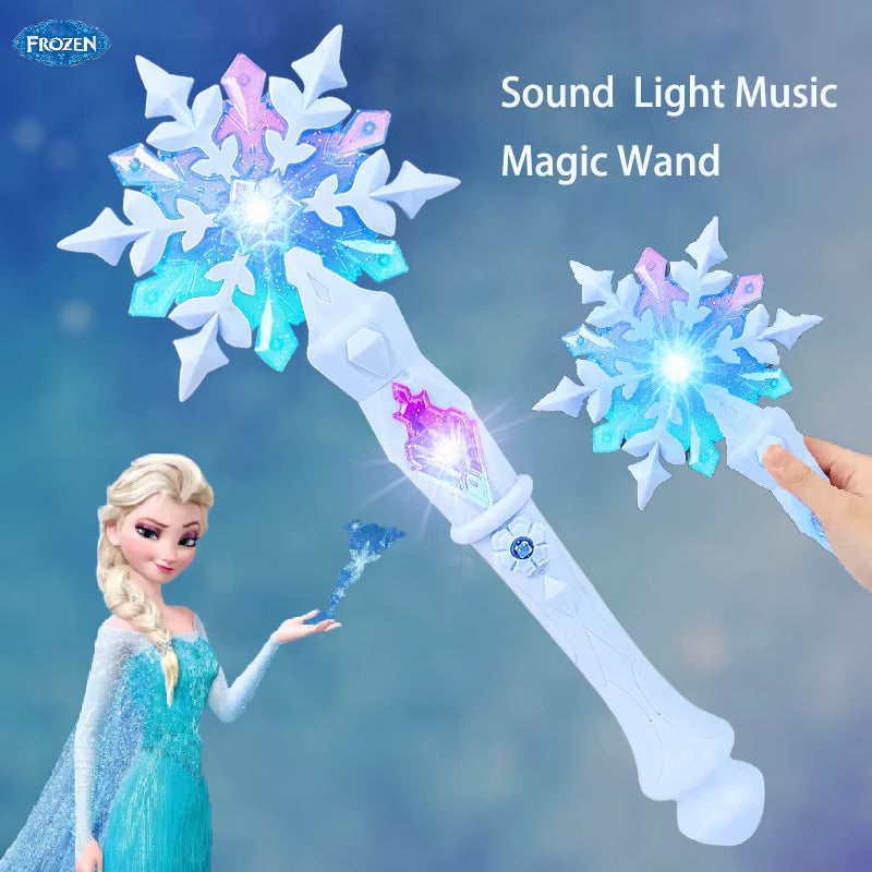Anime  Frozen Princess Snowflake Glowing Magic Wand Glowing Sound Magic Toys Elsa Anna Dolls Cosplay Prop Girl Kids Gifts